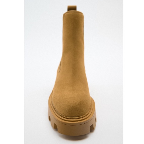 Zara Split Leather Lug Soled Ankle Boots - Picture 6 of 10